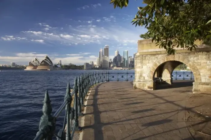 Framed Print : Australia, New South Wales, Sydney, Stone Archway, Milsons Point, and Sydney Opera House