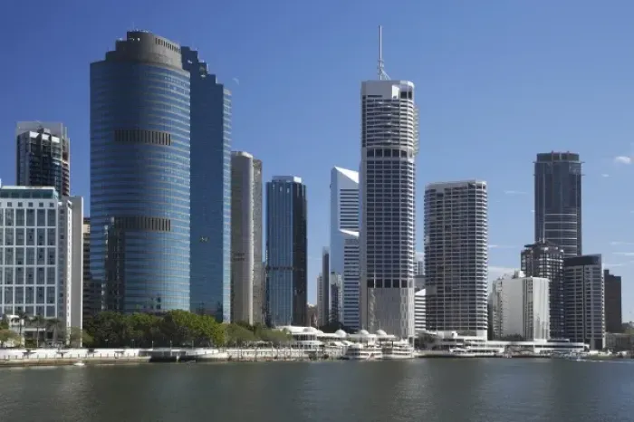 Framed Print : Australia, Queensland, Brisbane, Skyscrapers and Brisbane River