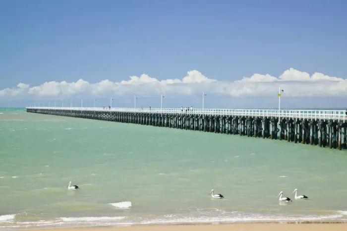Framed Print : AUSTRALIA, Queensland, Fraser Coast, Hervey Bay. Urangan Pier on Hervy Bay Framed Print : AUSTRALIA, Queensland, Fraser Coast, Hervey Bay. Urangan Pier on Hervy Bay