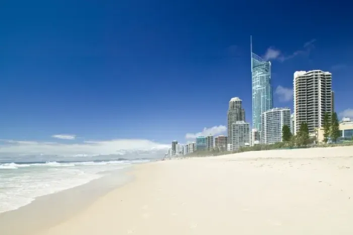 Framed Print : Australia, Queensland, Gold Coast, Surfers Paradise, Highrise buildings along Framed Print : Australia, Queensland, Gold Coast, Surfers Paradise, Highrise buildings along