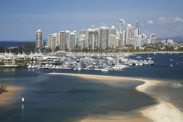 Framed Print : Australia, Queensland, Gold Coast, Sand Bar and Marina, The Broadwater, and Main Framed Print : Australia, Queensland, Gold Coast, Sand Bar and Marina, The Broadwater, and Main