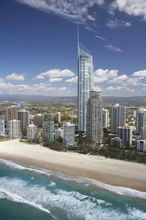 Framed Print : Australia, Queensland, Gold Coast, Surfers Paradise, Q1 Skyscraper - aerial