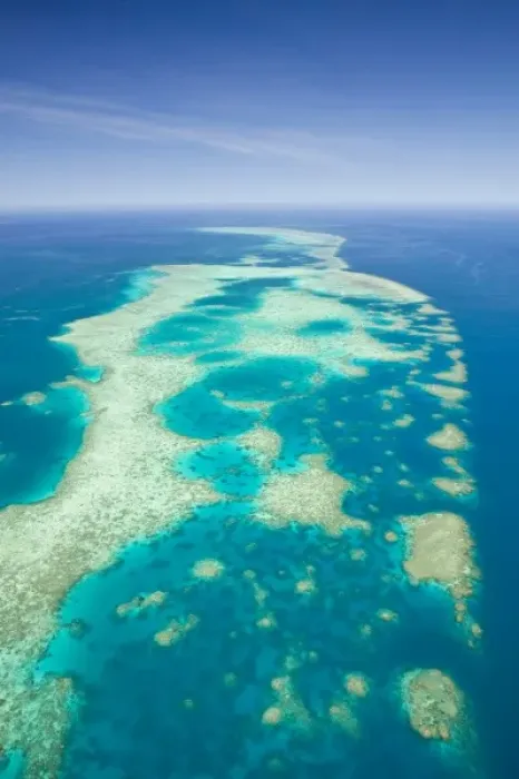 Framed Print : Australia, Queensland, North Coast, Cairns Area. The Great Barrier Reef- Aerial View of Elford Reef