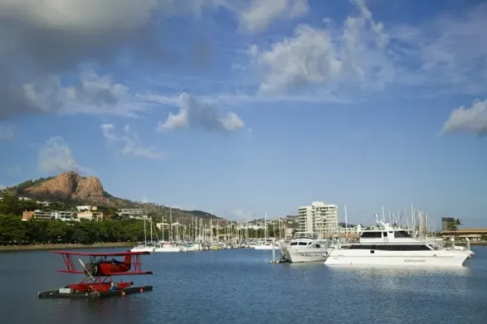 Framed Print : Australia, Queensland, North Coast, Townsville. Marina Area and Castle Hill with Framed Print : Australia, Queensland, North Coast, Townsville. Marina Area and Castle Hill with