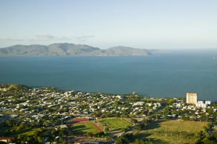 Framed Print : Australia, Queensland, North Coast, Townsville. View towards Sandy Beach and Cleveland Framed Print : Australia, Queensland, North Coast, Townsville. View towards Sandy Beach and Cleveland