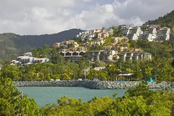 Framed Print : AUSTRALIA, Queensland, Whitsunday Coast, Airlie Beach. Hillside Condos Framed Print : AUSTRALIA, Queensland, Whitsunday Coast, Airlie Beach. Hillside Condos