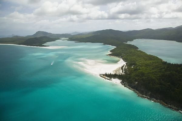 Australia, Queensland, Whitsunday Coast, Whitsunday Islands. Aerial View of Whitehaven Beach