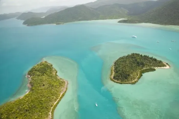 Framed Print : Australia, Queensland, Whitsunday Coast, Whitsunday Islands. Aerial View above Framed Print : Australia, Queensland, Whitsunday Coast, Whitsunday Islands. Aerial View above