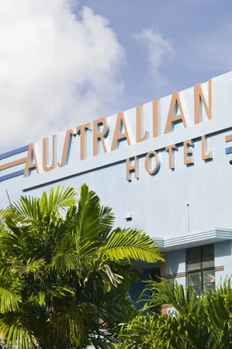 Framed Print : Australia, Queensland, Whitsunday Coast, Mackay. Art Deco Australian Hotel Framed Print : Australia, Queensland, Whitsunday Coast, Mackay. Art Deco Australian Hotel