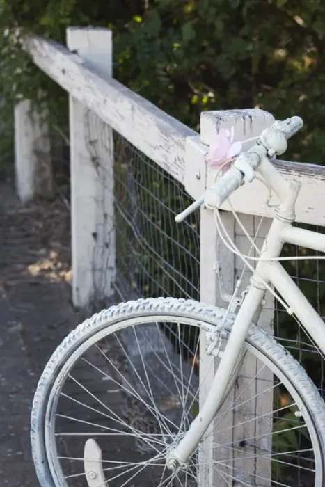 Framed Print : Australia, South Australia, Clare Valley, Auburn, white bicycle