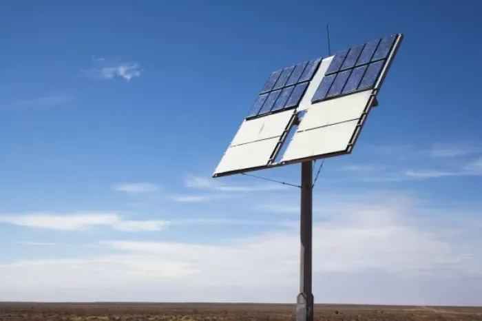 Framed Print : Australia, South Australia, Coober Pedy, Solar panel in outback desert along empty Framed Print : Australia, South Australia, Coober Pedy, Solar panel in outback desert along empty