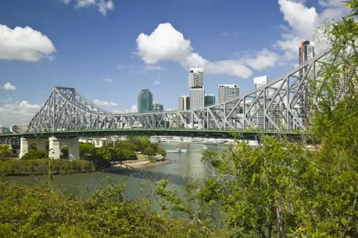 Framed Print : AUSTRALIA, State of Queensland, Brisbane. Story Bridge and central business district