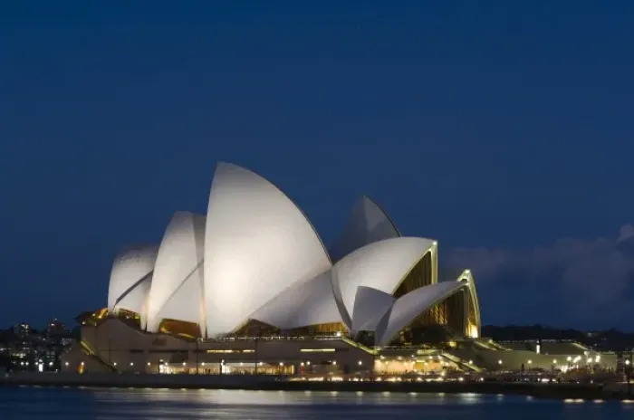 Framed Print : Australia, Sydney. Opera House at night on waterfront Framed Print : Australia, Sydney. Opera House at night on waterfront