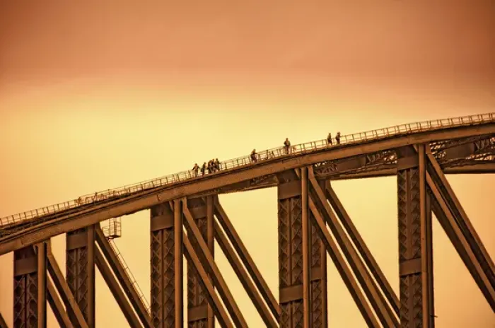 Framed Print : Australia, Sydney. People crossing the Sydney Harbor Bridge Framed Print : Australia, Sydney. People crossing the Sydney Harbor Bridge