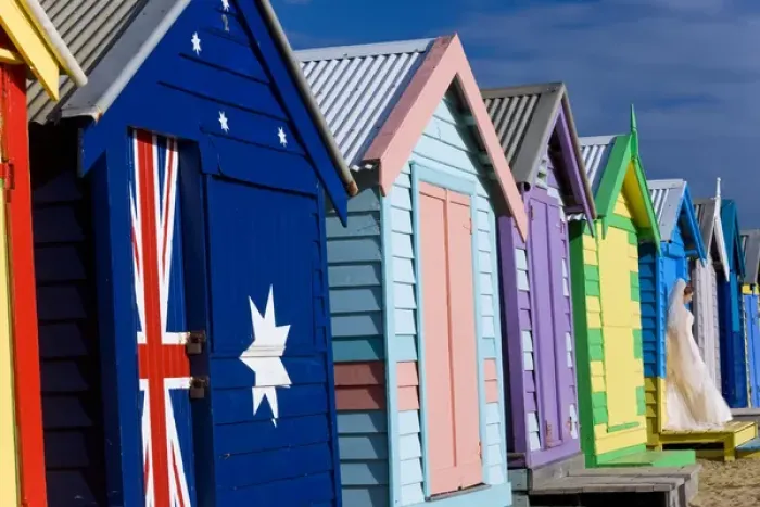 Framed Print : Australia, Victoria, Brighton Beach, Melbourne