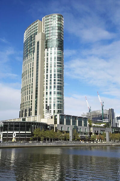 Australia, Victoria, Melbourne, Crown Towers Casino, and Yarra River, Southbank