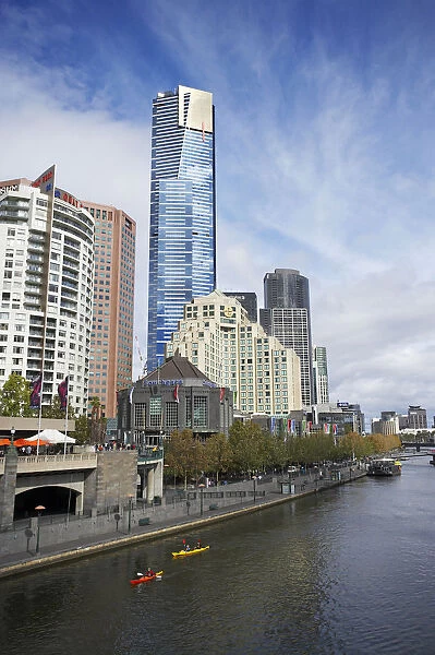 Australia, Victoria, Melbourne, Yarra River, Southbank and Eureka Tower