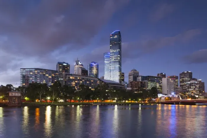 Framed Print : Australia, Victoria, VIC, Melbourne, skyline with Rialto Towers, along Yarra River, dusk Framed Print : Australia, Victoria, VIC, Melbourne, skyline with Rialto Towers, along Yarra River, dusk