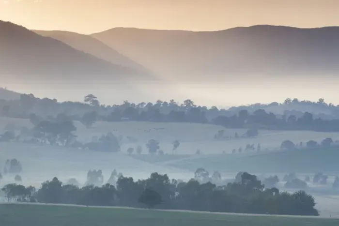 Framed Print : Australia, Victoria, VIC, Yarra Valley, landscape, dawn