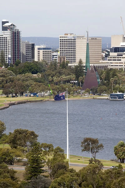Australia, Western Australia, Perth, Kings Park. Australian flag flapping in the breeze