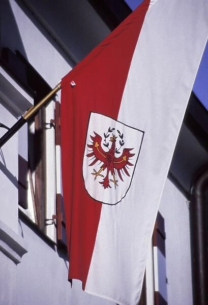 Austria, Innsbruck. Austrian flag