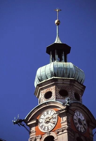 Austria, Innsbruck. Baroque clock tower