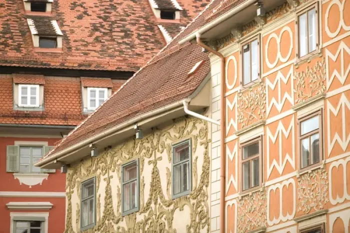 Framed Print : AUSTRIA-STYRIA (Stiermark)- GRAZ: Herrengasse- Pedestrian Zone Building Detail Framed Print : AUSTRIA-STYRIA (Stiermark)- GRAZ: Herrengasse- Pedestrian Zone Building Detail