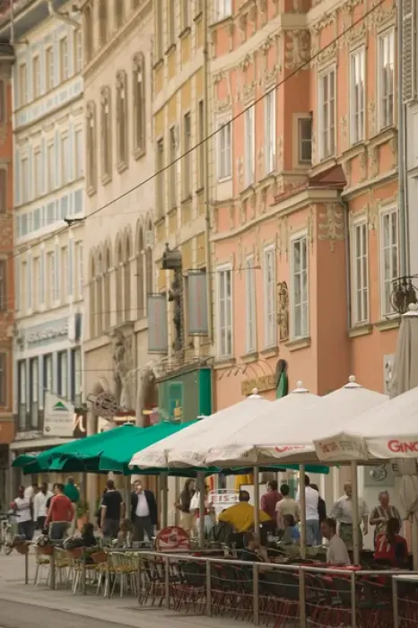 Framed Print : AUSTRIA-STYRIA (Stiermark)- GRAZ: Herrengasse- Pedestrian Zone Sidewalk Cafes Framed Print : AUSTRIA-STYRIA (Stiermark)- GRAZ: Herrengasse- Pedestrian Zone Sidewalk Cafes