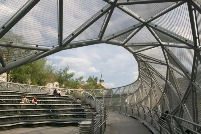 Framed Print : AUSTRIA-STYRIA (Stiermark)- GRAZ: Island in the Mur / Mur Insel / Bridge built 2003 Framed Print : AUSTRIA-STYRIA (Stiermark)- GRAZ: Island in the Mur / Mur Insel / Bridge built 2003