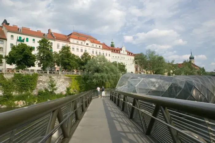 Framed Print : AUSTRIA-STYRIA (Stiermark)- GRAZ: Island in the Mur / Mur Insel / Bridge built 2003 Framed Print : AUSTRIA-STYRIA (Stiermark)- GRAZ: Island in the Mur / Mur Insel / Bridge built 2003