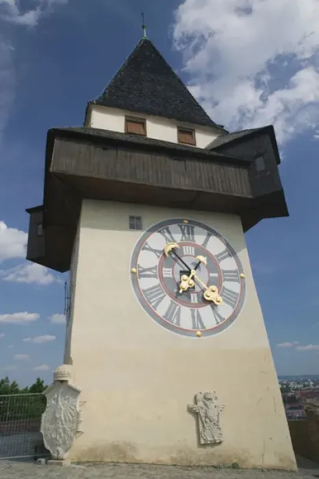 Framed Print : AUSTRIA-STYRIA (Stiermark)- GRAZ: Schlossberg- Uhrturm  /  13th century Graz Clock Tower