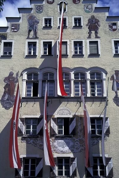 Austria, Tyrol, Kufstein. Town hall decorations