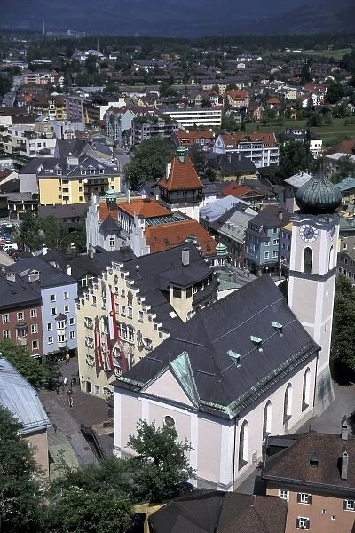 Austria, Tyrol, Kufstein. Town view from Festung Fortress