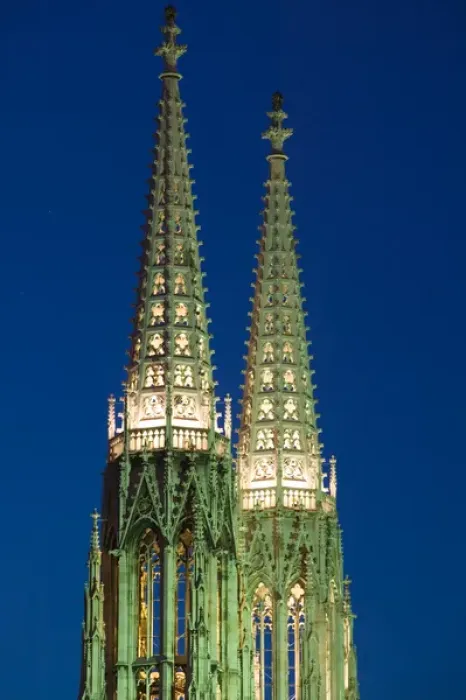 Framed Print : AUSTRIA-Vienna: The Spires of the Votive Church  /  Votivkirche  /  Evening