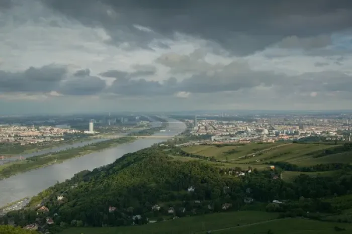 Framed Print : AUSTRIA-Vienna: UNO City & Danube River / Late Afternoon from Leopoldsberg Framed Print : AUSTRIA-Vienna: UNO City & Danube River / Late Afternoon from Leopoldsberg