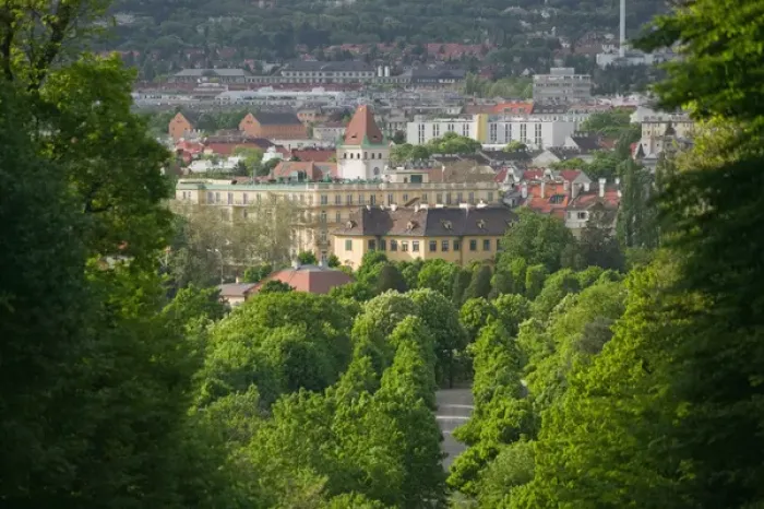 Framed Print : AUSTRIA-Vienna: View of Penzing vrom Schonbrunn Palace Hills