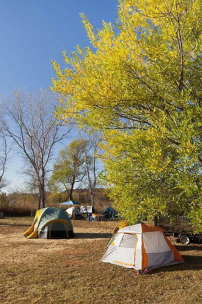 Autumn camping at Copper Breaks State Park, Texas