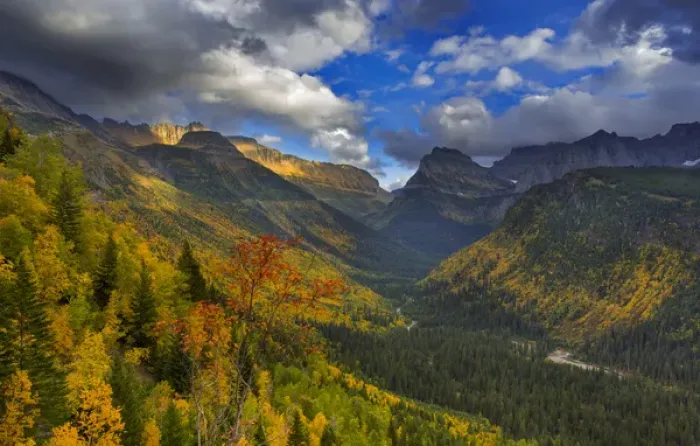 Framed Print : Autumn color expodes in the Upper McDonald Valley of Glacier National Park, Montana, USA