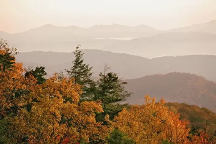 Framed Print : Autumn colors in the southern Appalachian Mountains at sunrise, from Blue Ridge Parkway Framed Print : Autumn colors in the southern Appalachian Mountains at sunrise, from Blue Ridge Parkway