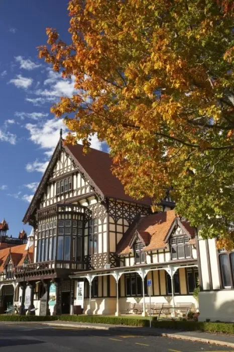 Framed Print : Autumn Colour and Bath House, Government Gardens, Rotorua, North Island, New Zealand
