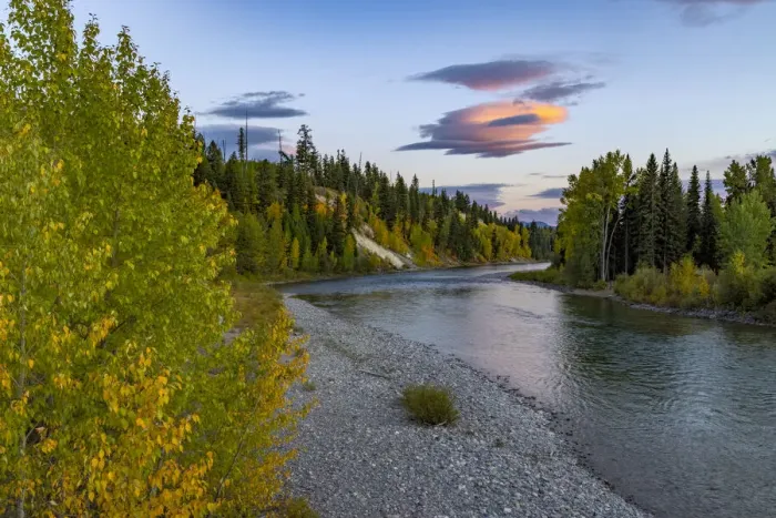 Framed Print : Autumn hues along the North Fork Flathead River in Glacier National Park, Montana, USA Framed Print : Autumn hues along the North Fork Flathead River in Glacier National Park, Montana, USA