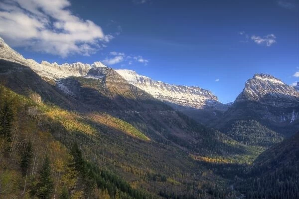 Autumn look up to Logan Pass along Going to the Sun Road in Glacier National Park