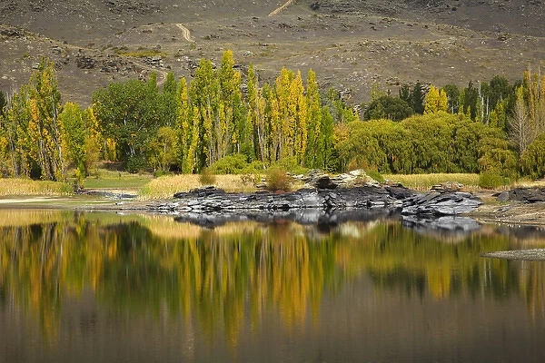 Autumn reflections at Butchers Dam, near Alexandra, Central Otago, South Island