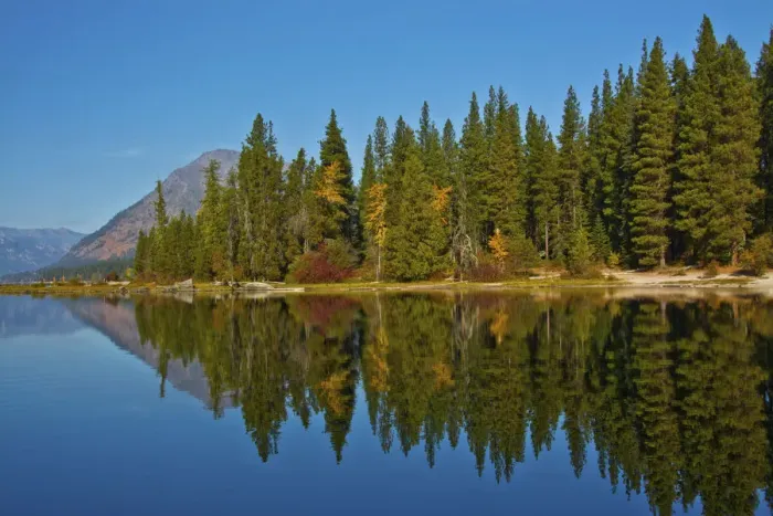 Framed Print : Autumn reflections, Lake Wenatchee, Wenatchee National Forest, Washington State, USA