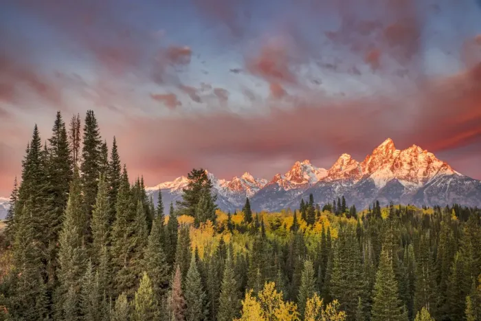 Framed Print : Autumn sunrise view of Teton Range, Grand Teton National Park, Wyoming