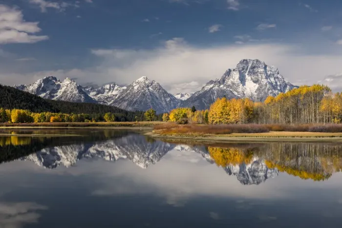 Framed Print : Autumn view of Mt. Moran and reflection, Oxbow Bend, Grand Teton National Park, Wyoming