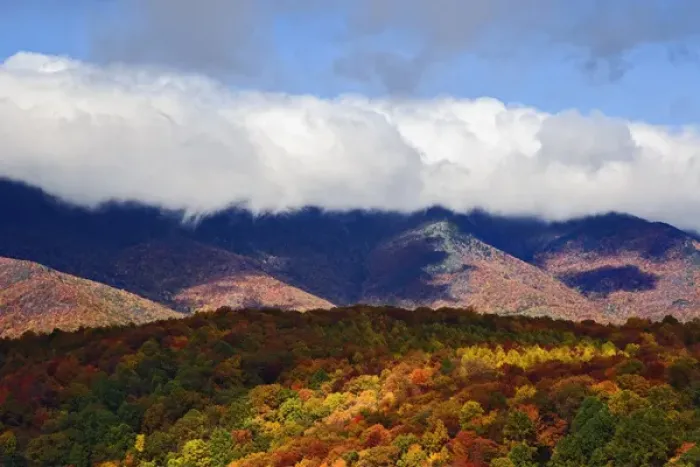 Framed Print : Autumn view of Southern Appalachian Mountains from Blue Ridge Parkway, near Grandfather Mountain