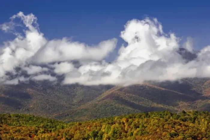 Framed Print : Autumn view of Southern Appalachian Mountains from Blue Ridge Parkway, near Grandfather Mountain