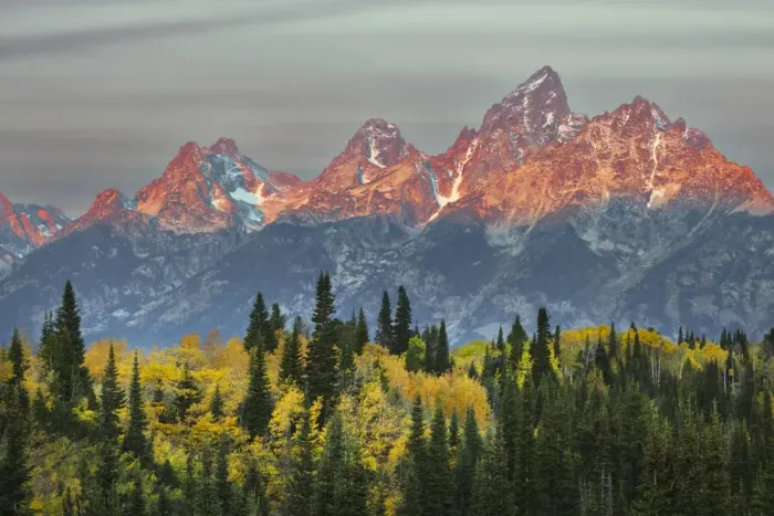 Framed Print : Autumn view of Teton Range at sunrise, Grand Teton National Park, Wyoming
