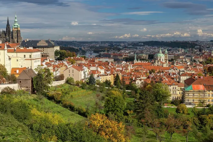Framed Print : Autumn viewpoint over Prague, Czech Republic